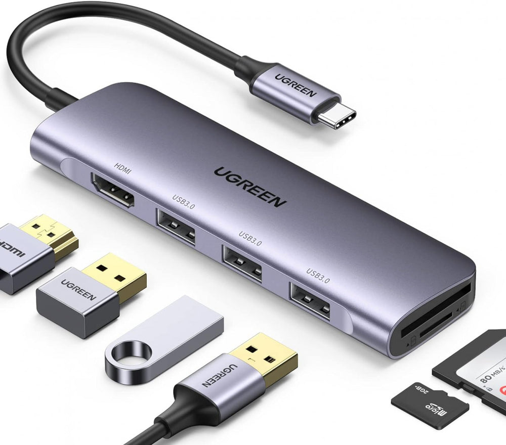 UGREEN Revodok 106 USB C Hub Multiport Adapter 6-in-1 with 4K HDMI, SD/TF Card Reader