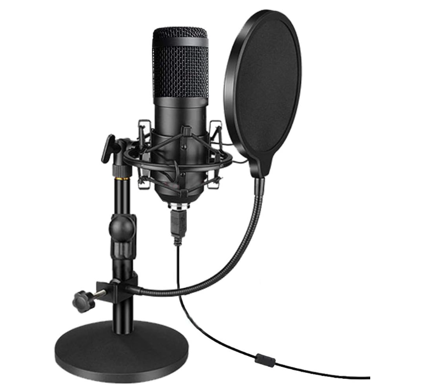 USB Streaming Podcast PC Microphone, Professional 192kHz/24bit Studio Cardioid Condenser Mic Kit
