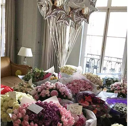 600 Mixed Flowers and Balloon Arrangement