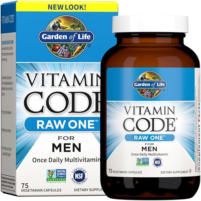Garden of Life Multivitamin for Men, Vitamin Code Raw One - Once Daily, Vitamins Plus Fruit, Veggies & Probiotics, 75 Count ( part )