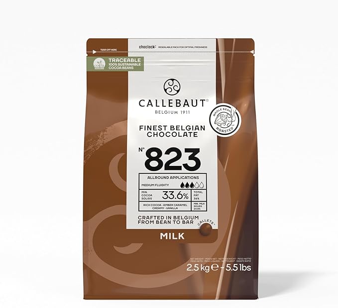 Callebaut Recipe #823 Belgian Milk Chocolate With 33.6% Cocoa, 20.8% Milk, 5.51 Pounds