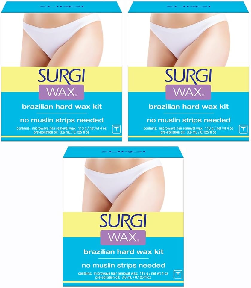 SURGI WAX Brazilian Waxing Kit For Private Parts, 4-Ounce Boxes (Pack of 3)