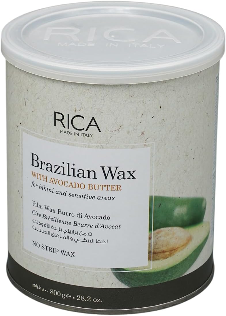 Rica Cosmetics Brazilian Wax With Avocado Butter, Oil & Milk, Moisturize, Nourish, Enriched With Vitamin A, D, E, Body Wax, No Strip Wax, 800gm