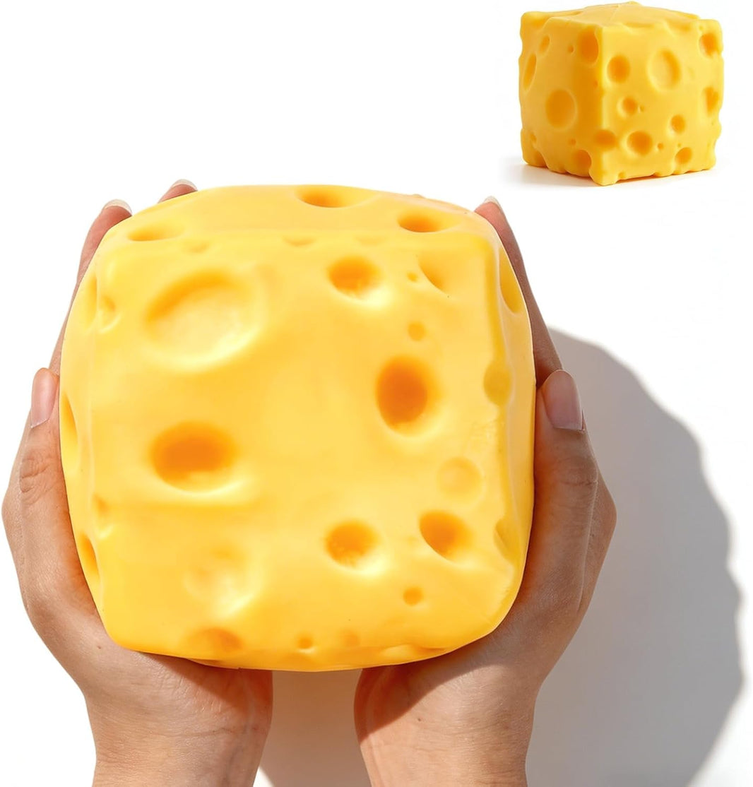 5in Giant Cheese Squishy, Extra Large Big Jumbo Cheese Squeeze Stress Balls, Slow Rising Fun Butter Stick for Anxiety Relief Fidget Adults