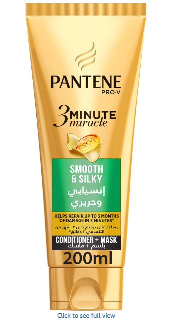 Pantene Pro-V 3 Minute Miracle Smooth & Silky Conditioner for Frizzy Hair, 200 ml