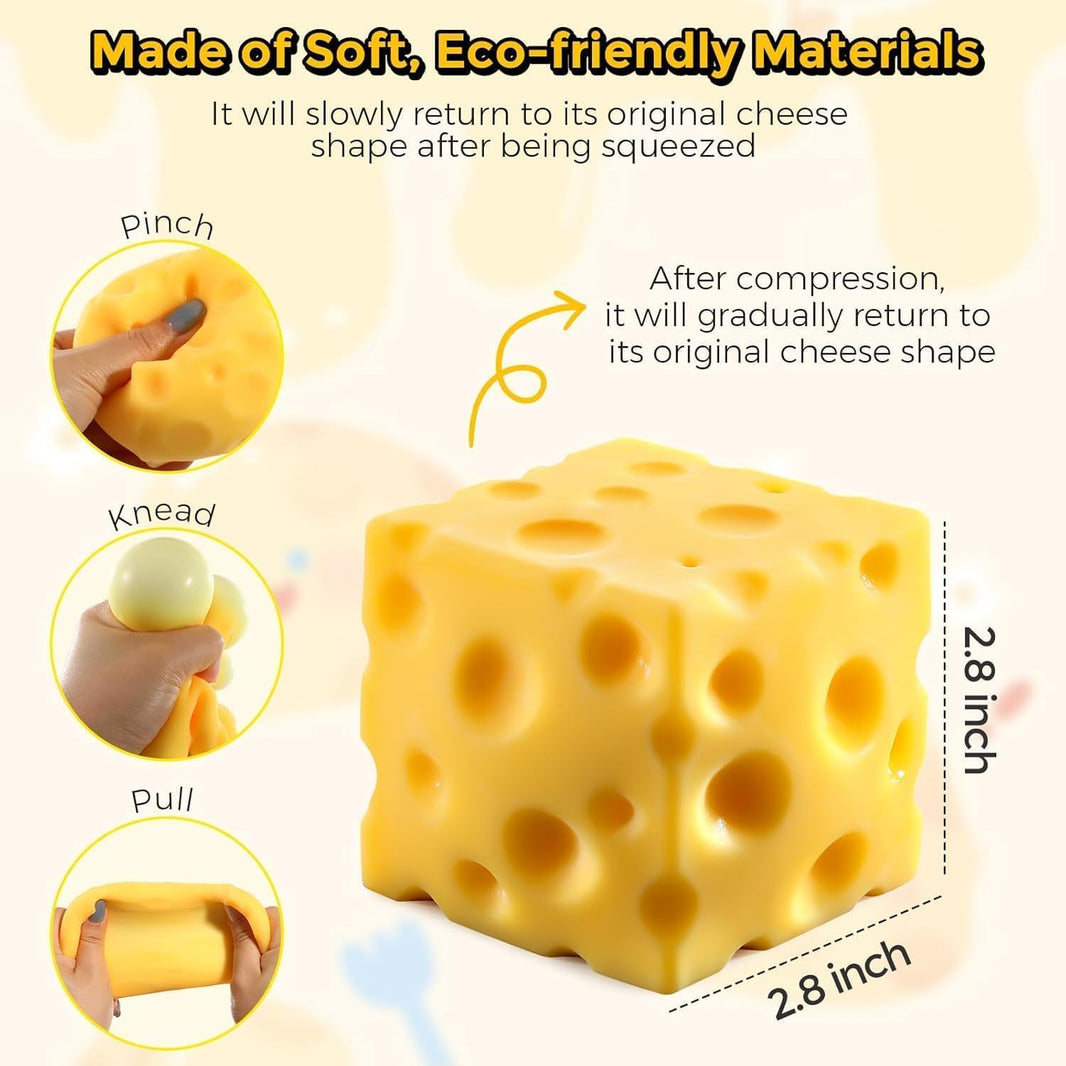 Last Page® 10cm Cheese Squishy Slow Rising, Soft Squishy Cheese Block Squeeze Fidget Toy, Mini Stress Relief Sensory for Adults, Cute Desk Toy Gift (1PCS)