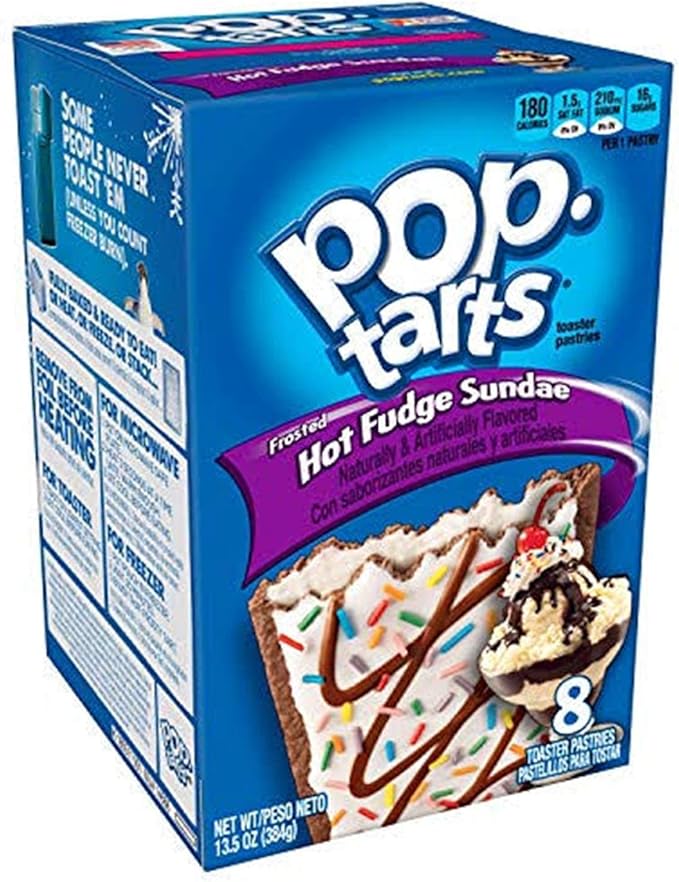 Pop Tarts Toaster Pastries, Breakfast Foods, Baked in the USA, Frosted Hot Fudge Sundae, 13.5oz Box (8 Toaster Pastries)