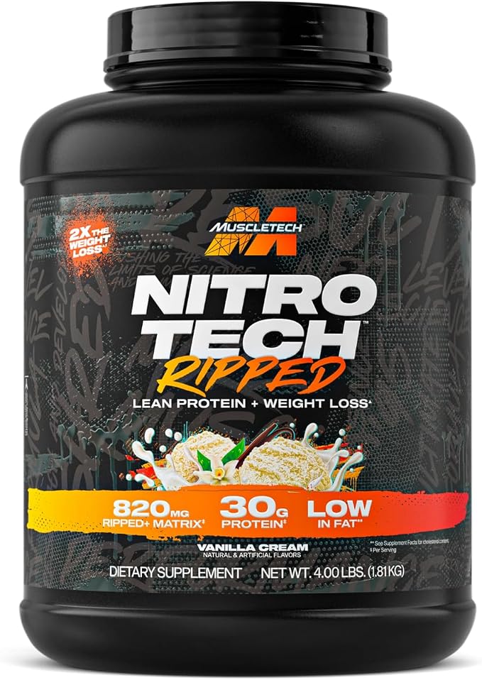 MuscleTech | Nitro-Tech | Ripped Whey Protein Isolate & Peptides for Men and Women