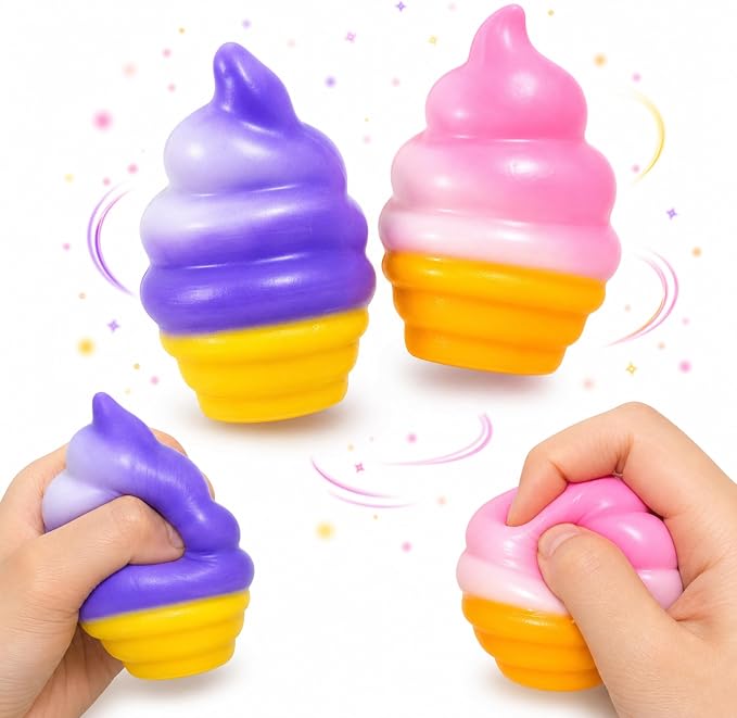 Mood Squishy Ice Cream Cone – Slow Rising Soft Squeeze Toy, Sensory Fidget & Stress Relief for Kids Teens Adults, Cute Kawaii Gift (Pink , Pack of 1)