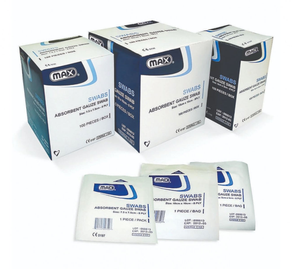 Max Sterile Gauze Swab 8ply 5cm*5cm 100 Pieces Per Box