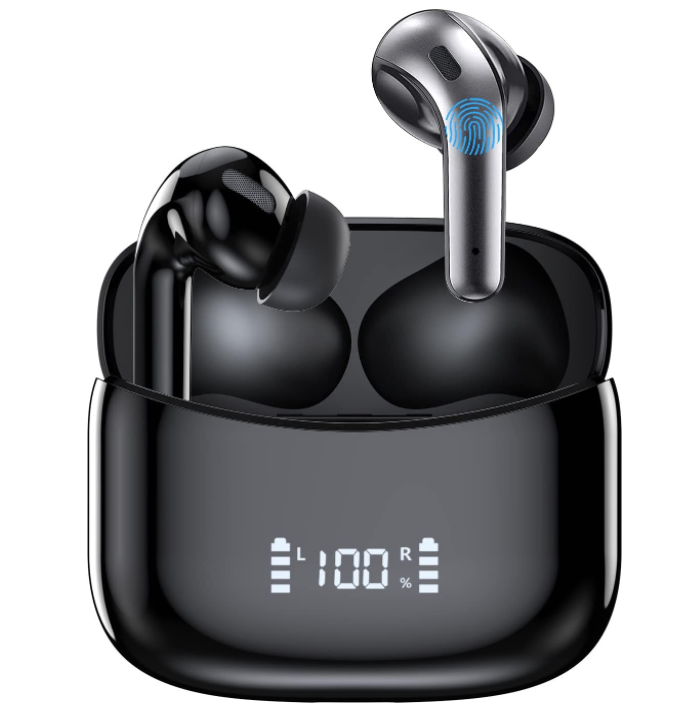 True Wireless Earbuds, Bluetooth Earphones 60H Playback, CVC Noise Cancelling with Wireless Charging