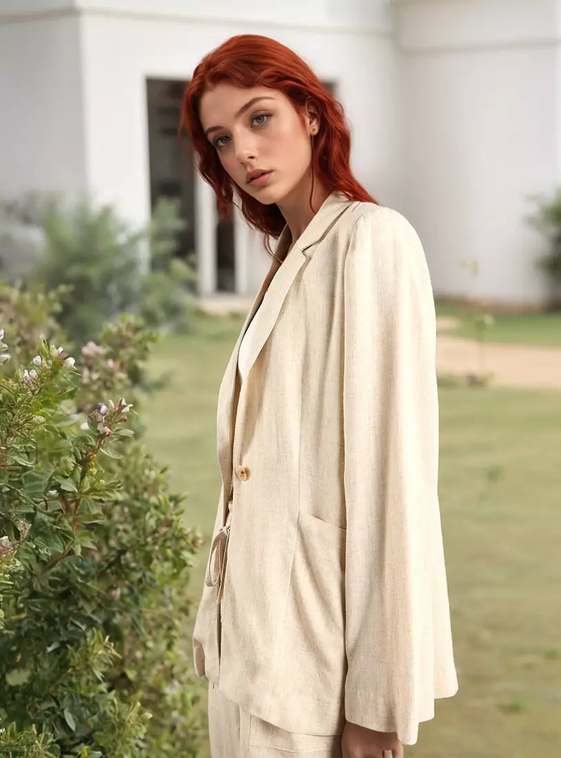Plain Notch Lapel Blazer with Pockets
