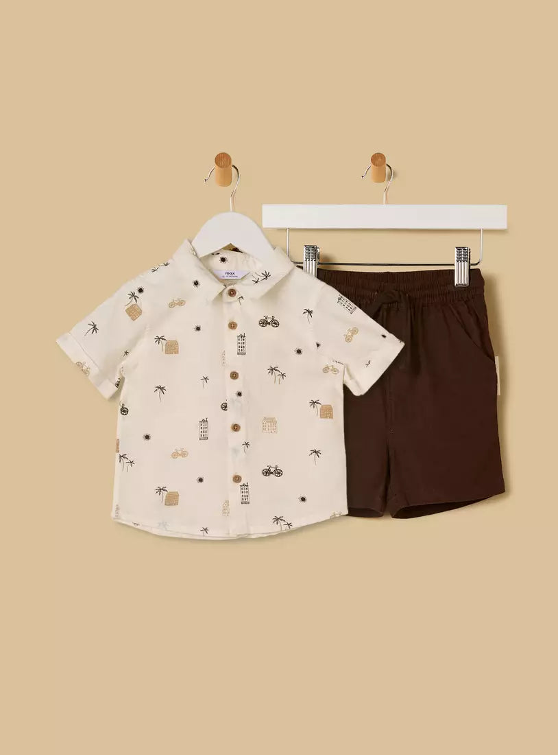 Printed Shirt and Shorts Set