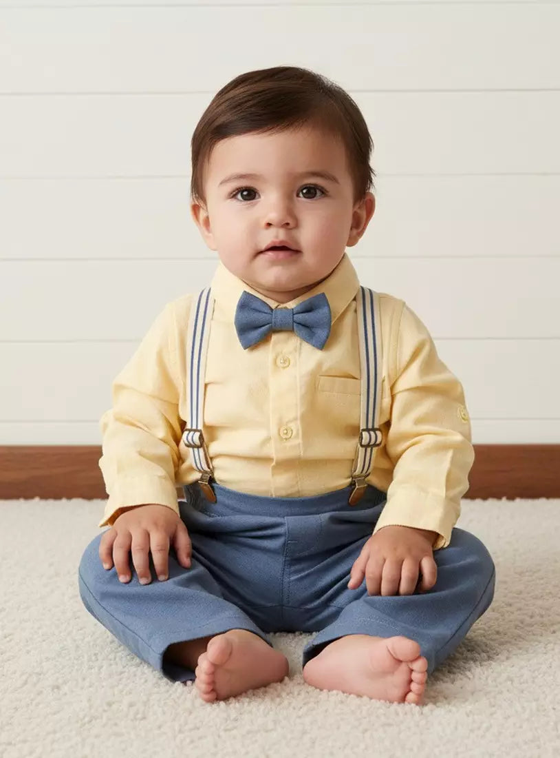 Plain Shirt with Trousers and Suspenders