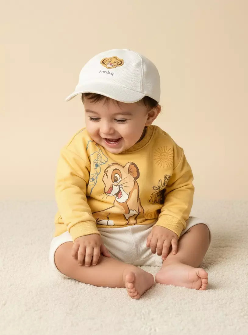 The Lion King Print Sweatshirt with Shorts and Cap