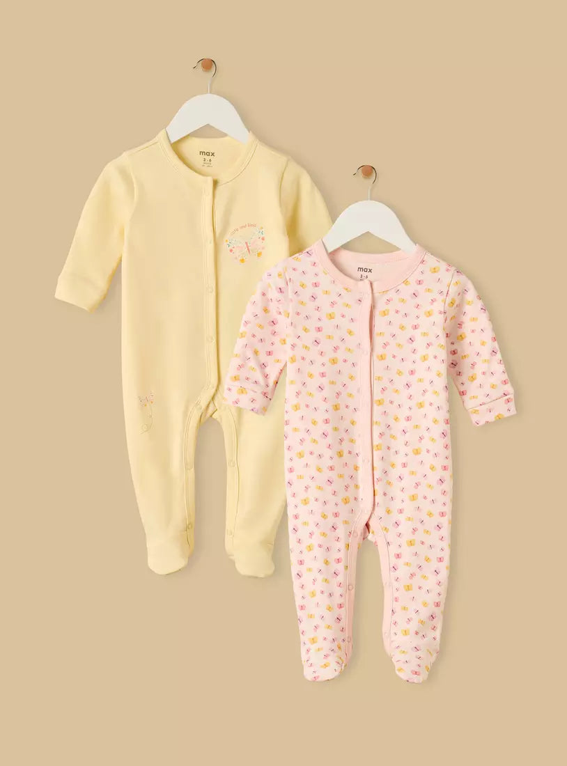 Pack of 2 - Butterfly Print Sleepsuit