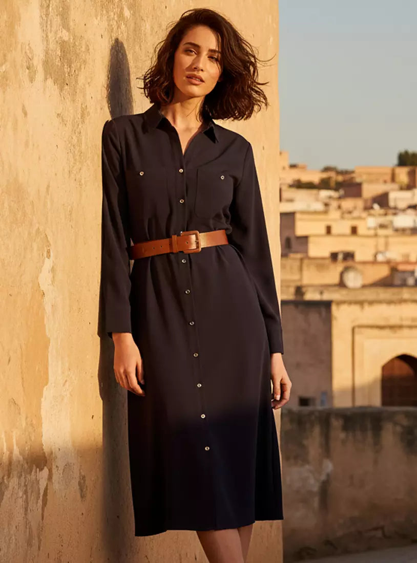 Belted Utility Shirt Dress
