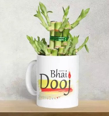 Bhai Dooj Mug with Bamboo Plant