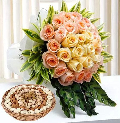 Bunch Of Roses and Dry Fruits Combo