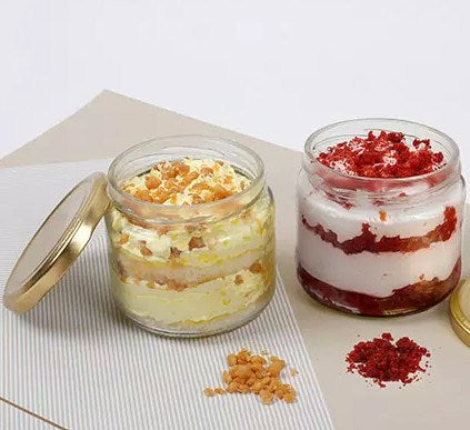 Butterscotch and Red Velvet Jar Cakes