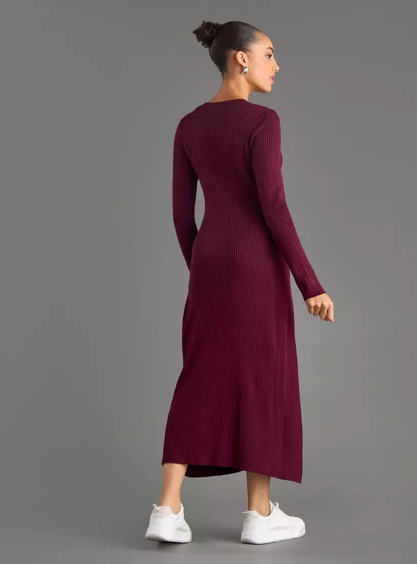Textured Dress with Long Sleeves