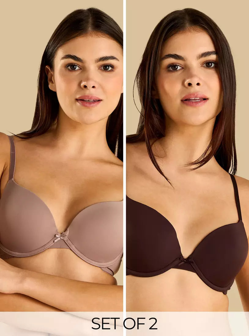 Pack of 2 - Plain Plunge Bra