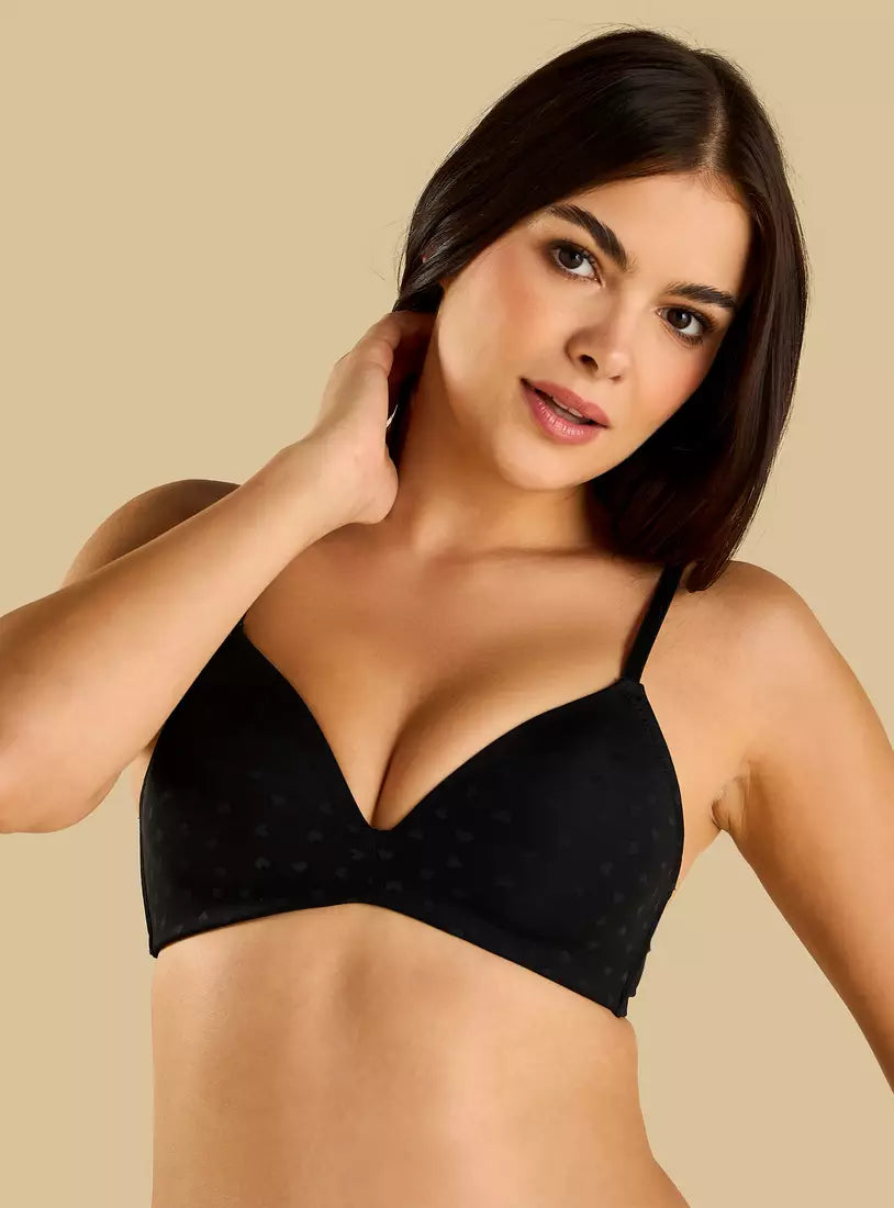 Heart Jacquard Textured Bra