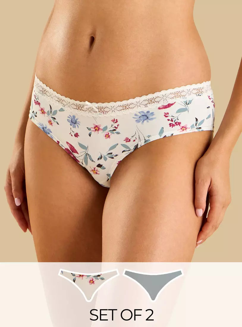Pack of 2 - Lace Trim Boyleg Briefs
