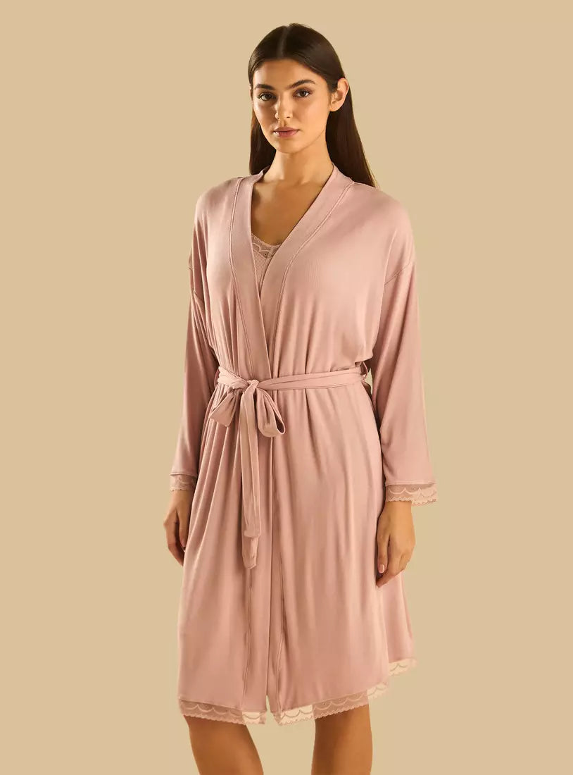 Ribbed Maternity Robe and Chemise Set