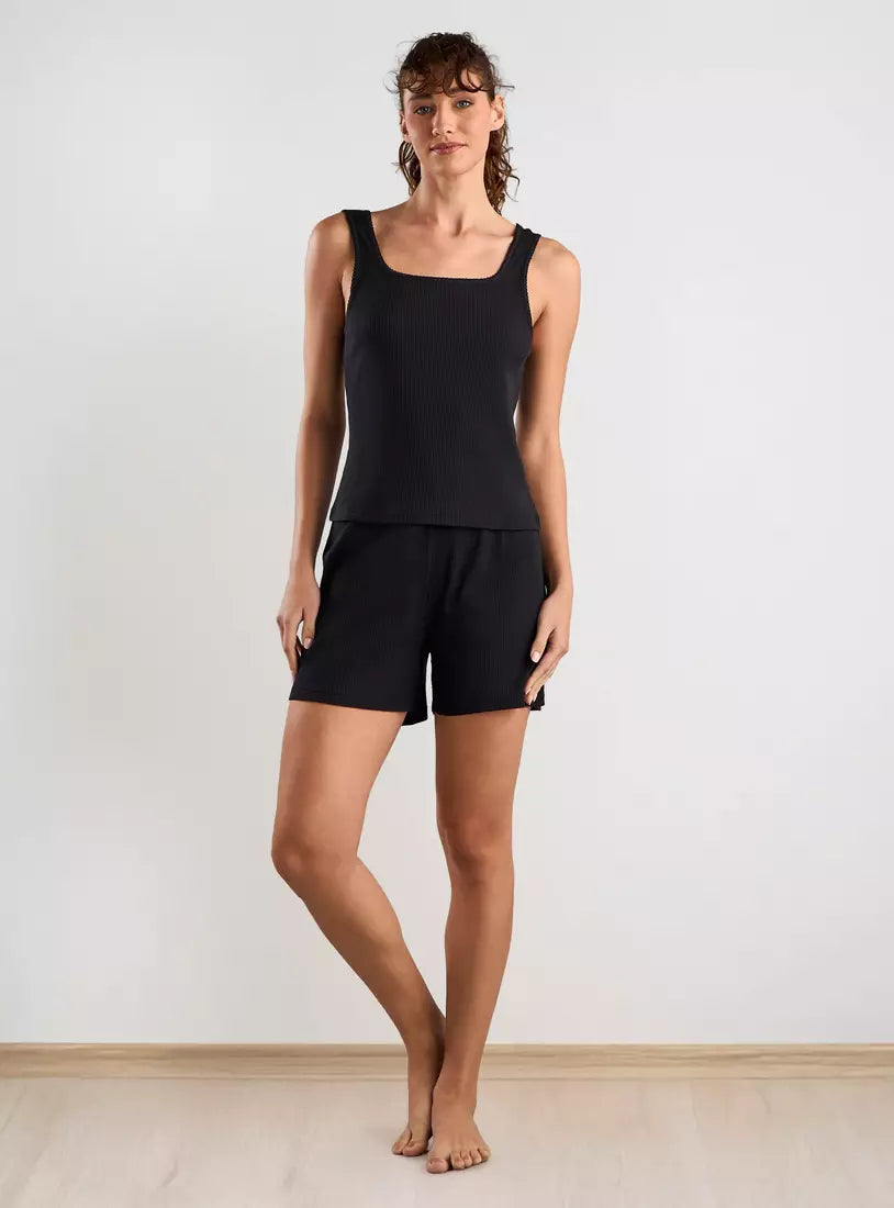 Ribbed Tank Top and Shorts Set