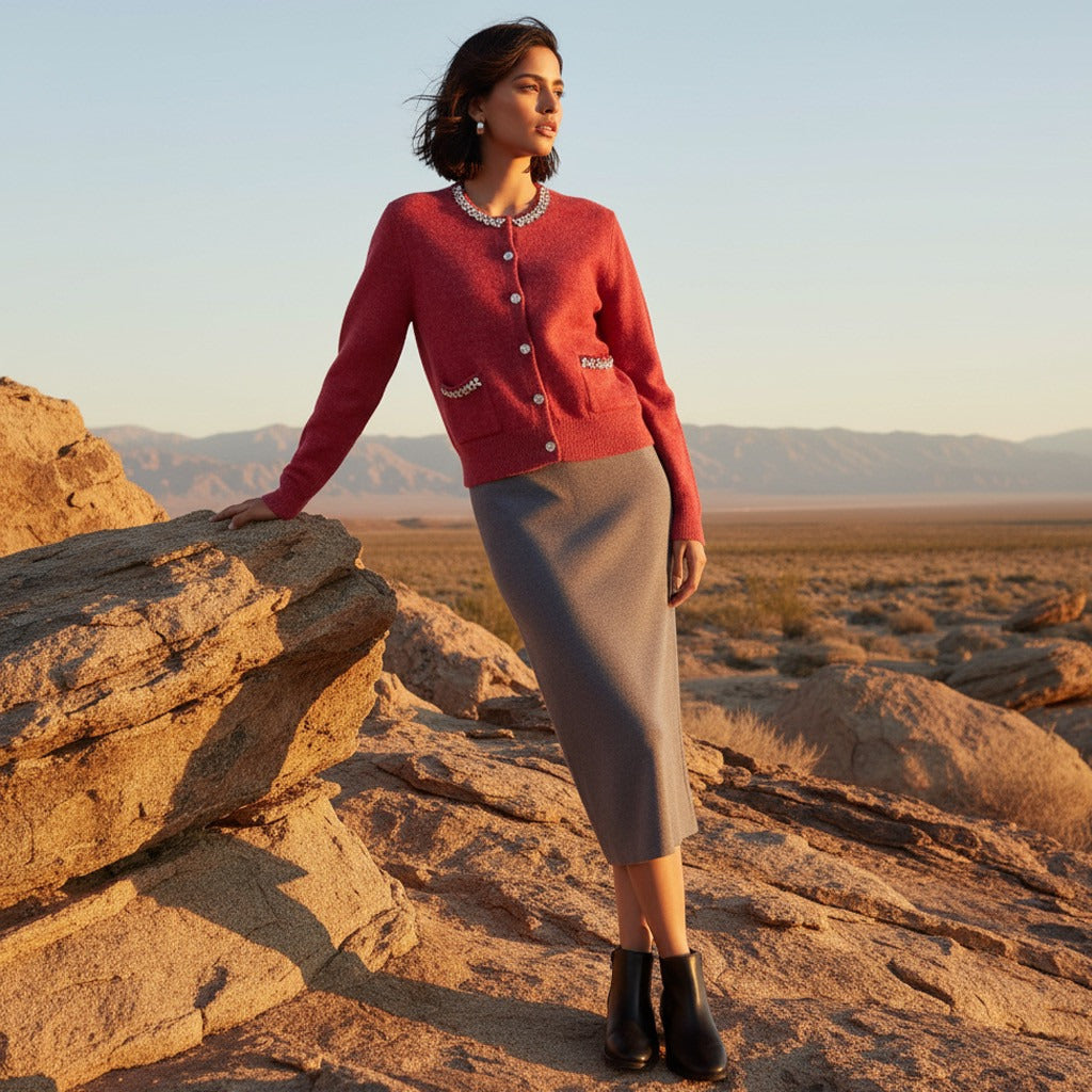 Embellished Cardigan with Pockets