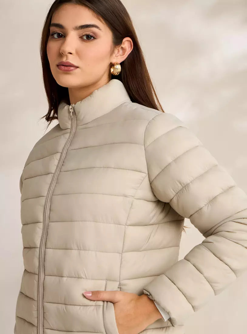 Quilted Zip Through Puffer Jacket