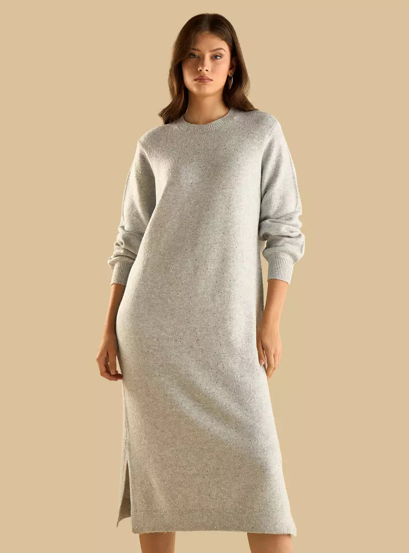 Sequin Embellished Sweater Dress
