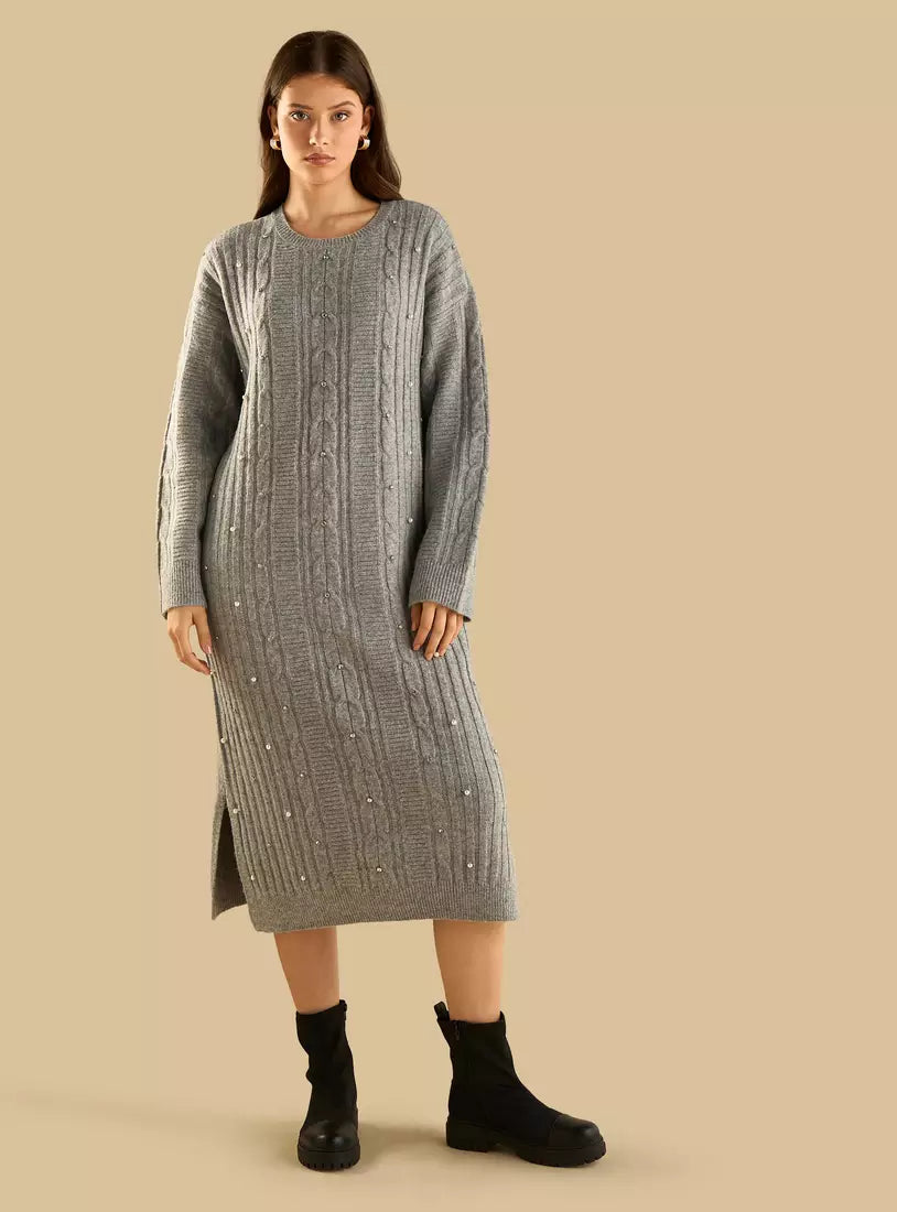 Embellished Sweater Dress