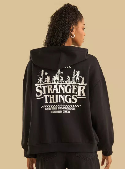Stranger Things Print Zip Through Hoodie