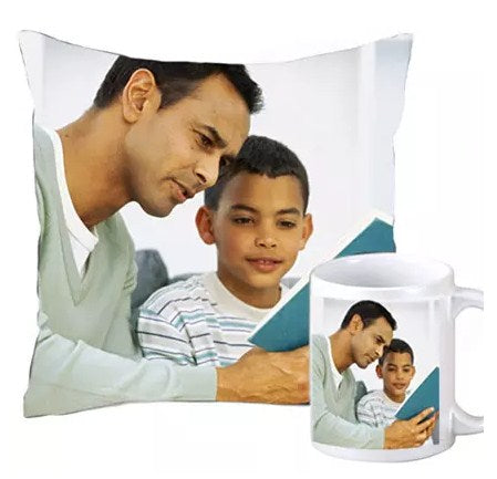 Cuddly personalized cushion and coffee mug