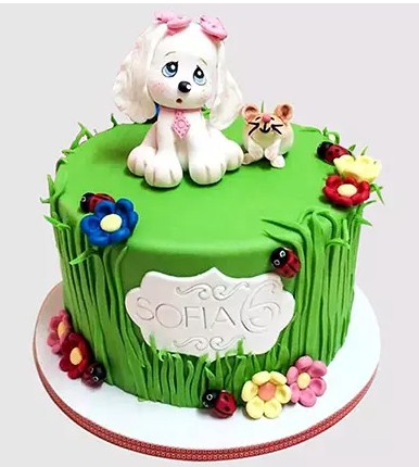 Cute Dog Designer Chocolate Cake