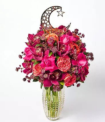 Elegant Mixed Flowers In Moon N Star Decked Vase