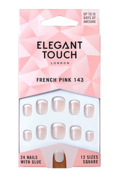 Elegant Touch 12 Size Artificial Nails - French Pink 143, 24 Piece