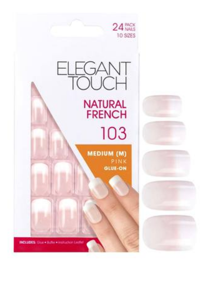 Elegant Touch Natural French Artificial Nails - 103 Medium Pink