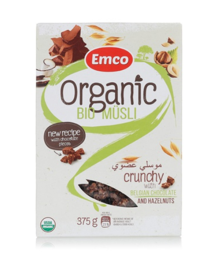 Emco organic chocolate & hazelnut muesli 375g
