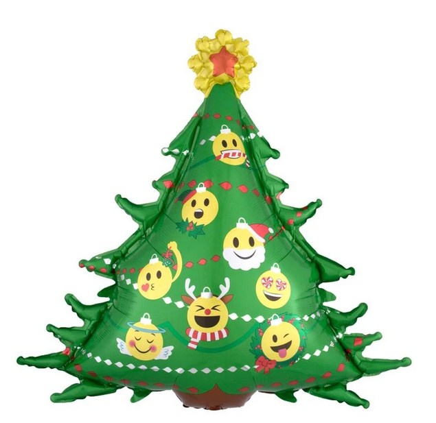 Emoticon Christmas Tree SuperShape Foil Balloon 86x83cm