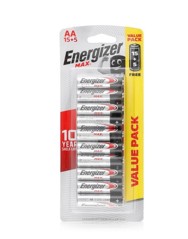 Energizer Max AA batteries value pack x15+5