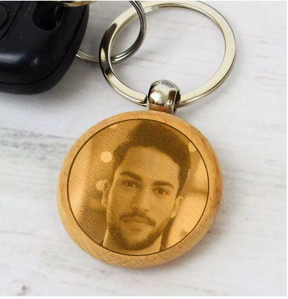 Engarved Photo Round Key Chain