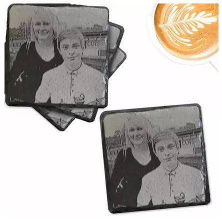 Engraved Photo Slate Coaster 4 Pieces