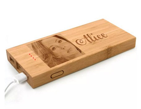 Engraved Text N Photo Bamboo Powerbank
