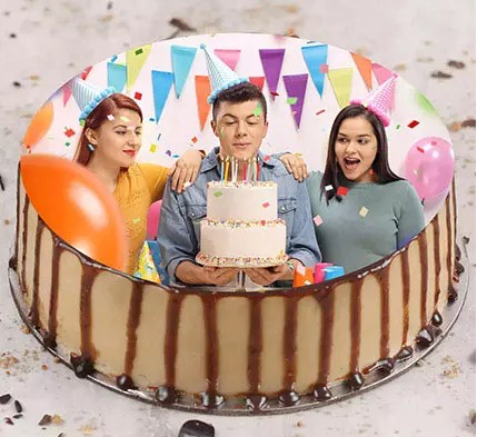Enticing Birthday Butterscotch Photo Cake Half Kg