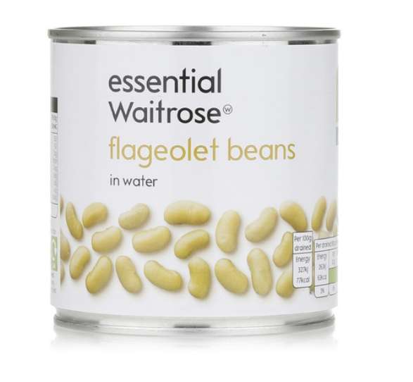 Essential Waitrose flageolet beans in water 400g