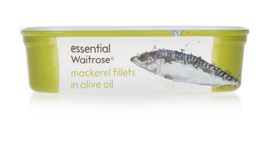 Essential Waitrose mackerel fillets in olive oil 125g
