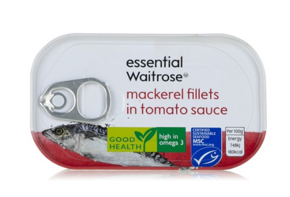 Essential Waitrose mackerel in tomato sauce 125g